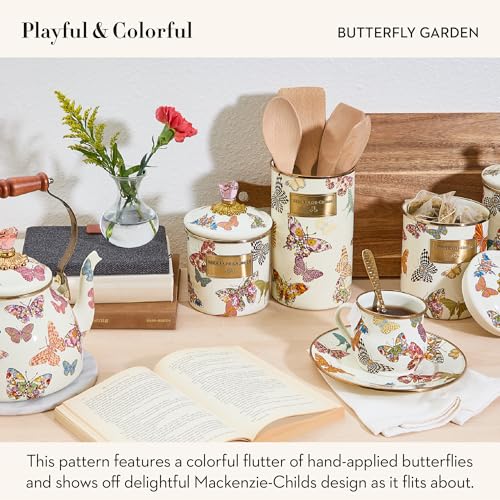 新作 マッケンジーチャイルズ 蝶 花柄　ソルト・ペッパー入れセット Mackenzie Childs Vintage Rare Butterfly Garden Courtly Check Set